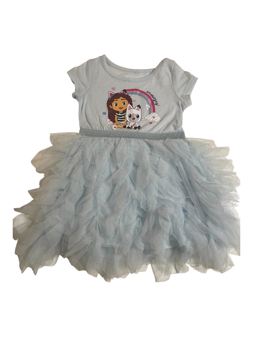 NWTS GABBYS DOLL HOUSE WITH PANDA PAWS LIGHT BLUE TUELL DRESS SZ 18 MONTHS